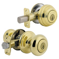 Kwikset Signature Series 991J3SMTCP Knob Lockset, 2 Grade, Keyed Key, Polished Brass, 2-3/8 x 2-3/4