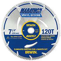 IRWIN 11830 Circular Saw Blade, 7-1/4 in Dia, 5/8 in Arbor, 120-Teeth, Applicable Materials: PVC, Vi