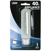 Feit Electric BP40T10/IF Incandescent Lamp, 40 W, T10 Lamp, Medium E26 Lamp Base, 400 Lumens, 2700 K - 6 Pack
