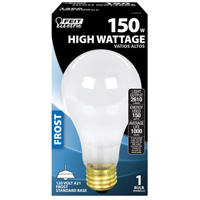 Feit Electric 150A Incandescent Bulb, 150 W, A21 Lamp, Medium E26 Lamp Base, 2610 Lumens, 2700 K Col - 6 Pack
