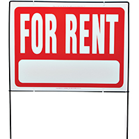 HY-KO RSF-603 Real Estate Sign, Rectangular, FOR RENT, White Legend, Red Background, Plastic