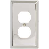 Amerelle 161D Receptacle Wallplate, 4-5/16 in L, 2-7/8 in W, 1 -Gang, Steel, Polished Chrome