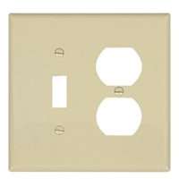 Eaton Wiring Devices PJ18V Combination, Mid-Size Wallplate, 2-Gang, Polycarbonate, Ivory