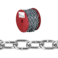 Campbell 072-2927 Passing Link Chain, 2/0, 13-3/4 ft L, 450 lb Working Load, Steel, Zinc