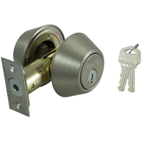 ProSource DBP2V-PS Deadbolt, Keyed Key, 2-Cylinder, Brass, Satin Nickel - 3 Pack