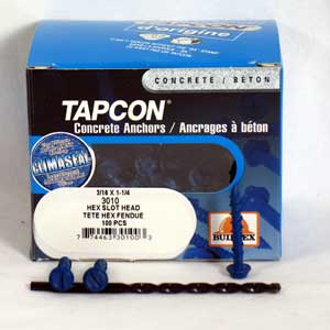 Buildex Tapcon 3060 Concrete Screw Anchor, 3/16 in Dia, 1-1/4 to 4 in L, Stainless Steel, Climaseal