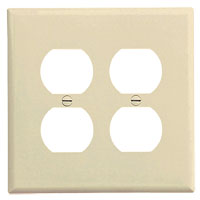 Eaton Wiring Devices PJ82LA Receptacle Wallplate, 4.88 in L, 3.13 in W, Mid, 2 -Gang, Polycarbonate,