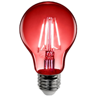 Feit Electric A19/TR/LED LED Bulb, General Purpose, A19 Lamp, E26 Lamp Base, Dimmable, Clear, Red Li