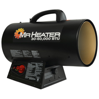Mr. Heater Contractor F271370 Forced Air Gas Heater, 20 lb Fuel Tank, Propane, 30000 to 60000 Btu, 3