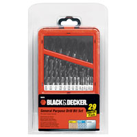 Black+Decker 15575 Drill Bit Set, General-Purpose, 29-Piece, Steel, Metallic