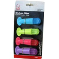 CHEF CRAFT 21091 Magnetic Memo Clip Set, 3-1/2 in W, Blue/Green/Purple/Red