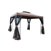 Seasonal Trends 59661 10 ft X 10 ft Steel Gazebo with Netting, 118 in W Exterior, 118 in D Exterior,