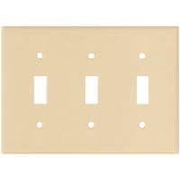 Eaton Wiring Devices 2141V-BOX Wallplate, 4-1/2 in L, 6.37 in W, 3 -Gang, Thermoset, Ivory, High-Glo